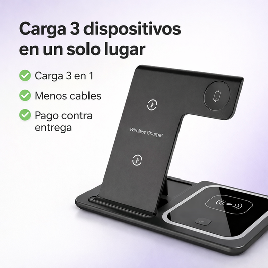 ¡Si siempre tienes el celular, reloj o audífonos sin batería… este cargador 3-en-1 lo soluciona en segundos.🔋📱!